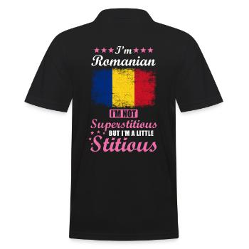 Romanian Gift funny saying Romania - Men's Polo Shirt - black - Back - Kai (181cm)