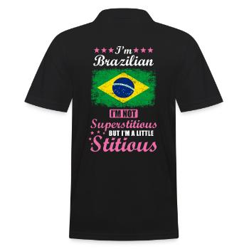 Brazilian Gift funny saying Brazil - Men's Polo Shirt - black - Back - Kai (181cm)