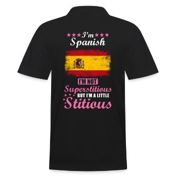 Spaniard Gift funny saying Spain - Men's Polo Shirt - black - Back - Kai (181cm)