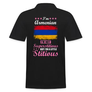 Armenian Woman Superstitious Stitious - Men's Polo Shirt - black - Back - Kai (181cm)
