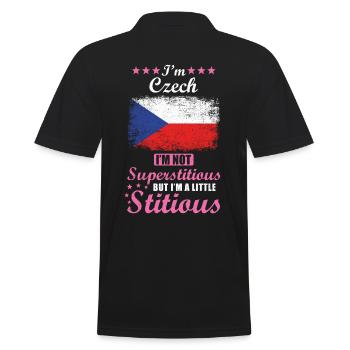 Tchèque Mme Superstitious Stitious - Polo Homme - noir - Dos - Kai (181cm)
