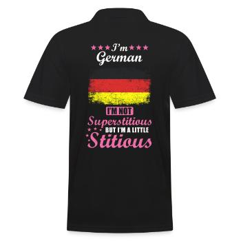 Deutsche Geschenk lustiger Spruch Deutschland - Männer Poloshirt - Schwarz - Hinten - Kai (181cm)