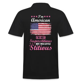 American Gift Funny Saying USA - Men's Polo Shirt - black - Back - Kai (181cm)