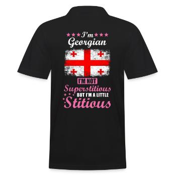 Georgian Woman Superstitious Stitious - Men's Polo Shirt - black - Back - Kai (181cm)