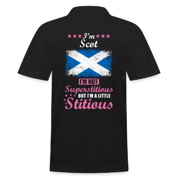 Scottish Woman Superstitious Stitious - Men's Polo Shirt - black - Back - Kai (181cm)
