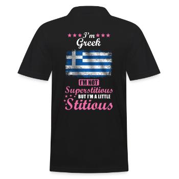 Greek Woman Superstitious Stitious - Men's Polo Shirt - black - Back - Kai (181cm)