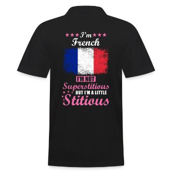 French Woman Superstitious Stitious - Men's Polo Shirt - black - Back - Kai (181cm)