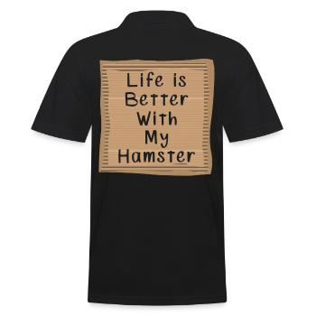 Hamster - Männer Poloshirt - Schwarz - Hinten - Kai (181cm)