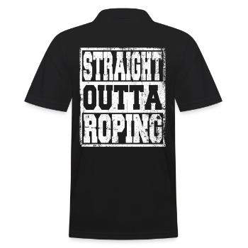 Roping Spruch lustig - Männer Poloshirt - Schwarz - Hinten - Kai (181cm)
