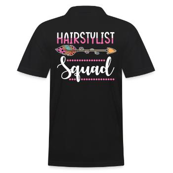 Haarstylistin Gruppe - Männer Poloshirt - Schwarz - Hinten - Kai (181cm)