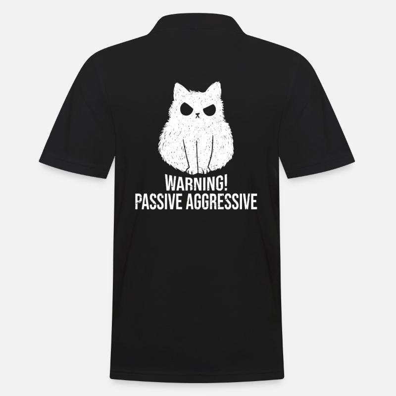 Cat Warning Passive Aggressive - Men's Polo Shirt - black