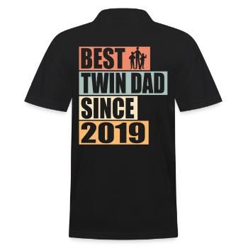 Zwillinge Vater Zwillingsvater seit 2019 - Männer Poloshirt - Schwarz - Hinten - Kai (181cm)