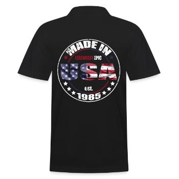 Dicton d’anniversaire né aux États-Unis en 1985 - Polo Homme - noir - Dos - Kai (181cm)