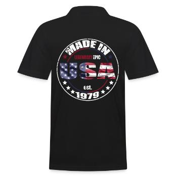 Dicton d’anniversaire né aux États-Unis en 1979 - Polo Homme - noir - Dos - Kai (181cm)