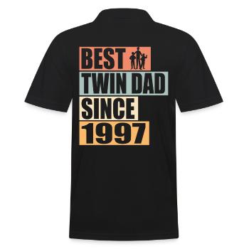 Zwillinge Vater Zwillingsvater seit 1997 - Männer Poloshirt - Schwarz - Hinten - Kai (181cm)