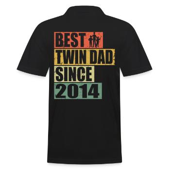 Zwillinge Vater Zwillingsvater seit 2014 - Männer Poloshirt - Schwarz - Hinten - Kai (181cm)