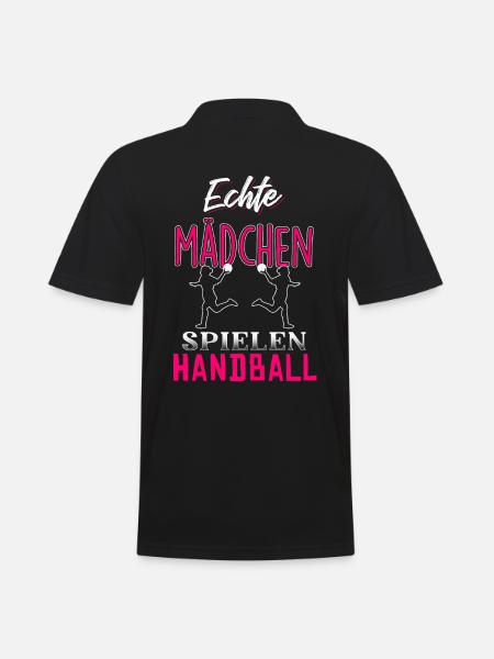 Echte Mädchen spielen Handball - Männer Poloshirt - Schwarz