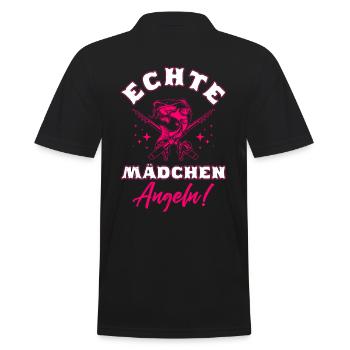Echte Mädchen Angeln - Männer Poloshirt - Schwarz - Hinten - Kai (181cm)