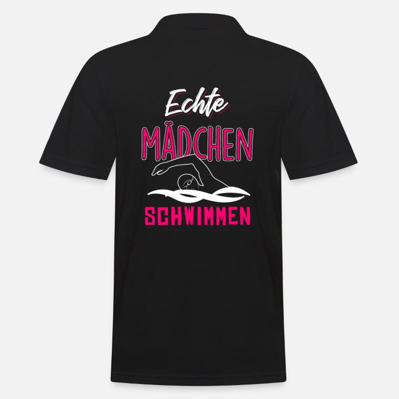 Echte Mädchen schwimmen - Männer Poloshirt - Schwarz