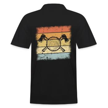 Holzfäller Outfit - Männer Poloshirt - Schwarz - Hinten - Kai (181cm)