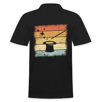 Magier Retro Design - Männer Poloshirt - Schwarz - Hinten - Kai (181cm)