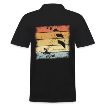 Kiteboarding Sunset Retro Design - Männer Poloshirt - Schwarz - Hinten - Kai (181cm)