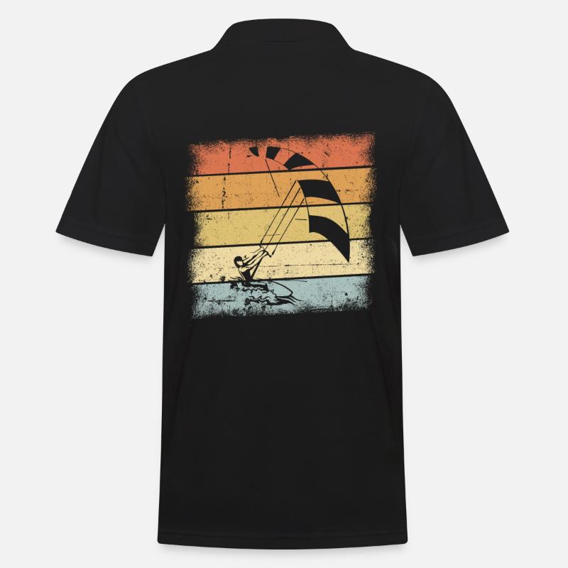 Kiteboarding Sunset Retro Design - Männer Poloshirt - Schwarz