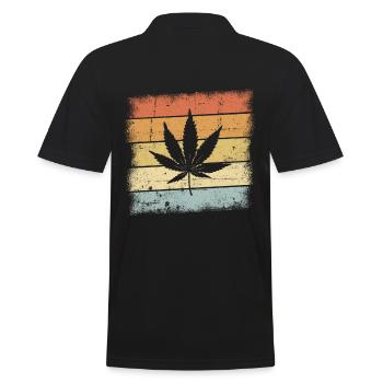 Cannabis Retro - Männer Poloshirt - Schwarz - Hinten - Kai (181cm)