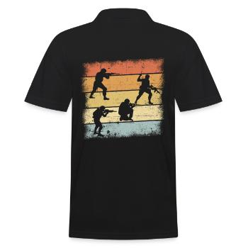 Soldier Retro - Men's Polo Shirt - black - Back - Kai (181cm)
