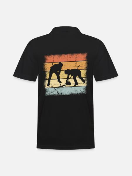 Curling Retro - Männer Poloshirt - Schwarz