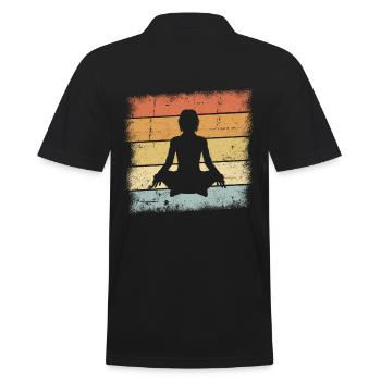 Yoga Namaste - Männer Poloshirt - Schwarz - Hinten - Kai (181cm)