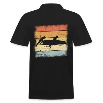 Bob Schlitten Sunset - Männer Poloshirt - Schwarz - Hinten - Kai (181cm)