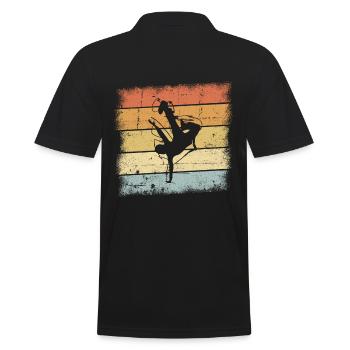 Breakdancer Retro Design - Männer Poloshirt - Schwarz - Hinten - Kai (181cm)