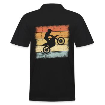 Motorcross Retro - Männer Poloshirt - Schwarz - Hinten - Kai (181cm)
