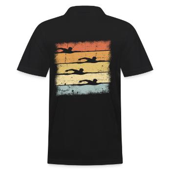 Schwimm - Männer Poloshirt - Schwarz - Hinten - Kai (181cm)