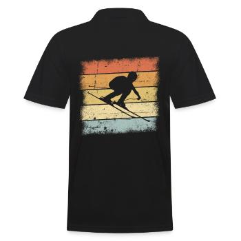Ski Vintage Retro Design - Männer Poloshirt - Schwarz - Hinten - Kai (181cm)