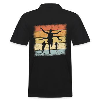 Marathon Motiv - Männer Poloshirt - Schwarz - Hinten - Kai (181cm)