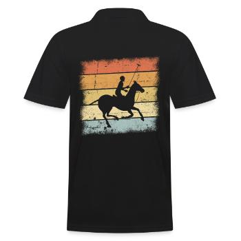 Polo Pferdesport Retro Design - Männer Poloshirt - Schwarz - Hinten - Kai (181cm)