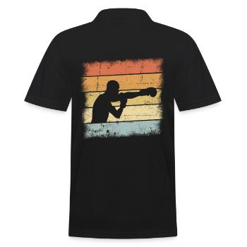 Boxer Retro - Männer Poloshirt - Schwarz - Hinten - Kai (181cm)