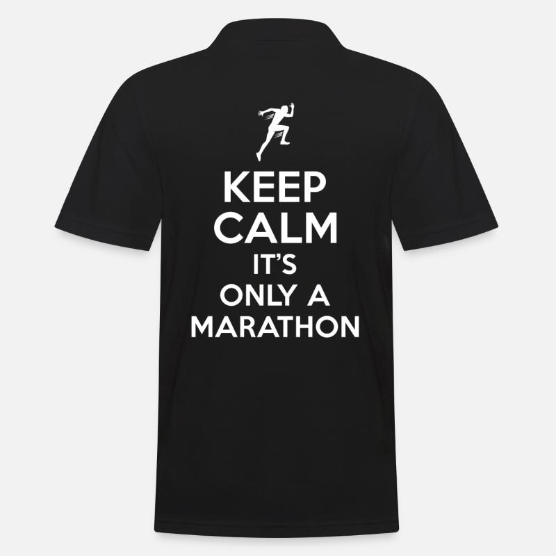 Marathon Spruch Keep Calm - Männer Poloshirt - Schwarz
