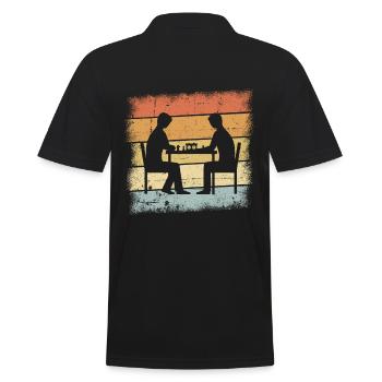 Schachspiel Retro Design - Männer Poloshirt - Schwarz - Hinten - Kai (181cm)