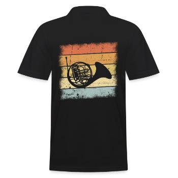 Horn - Männer Poloshirt - Schwarz - Hinten - Kai (181cm)