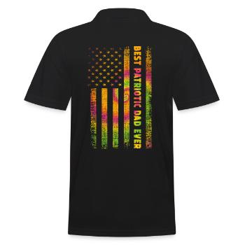 Vater Patriot USA - Männer Poloshirt - Schwarz - Hinten - Kai (181cm)
