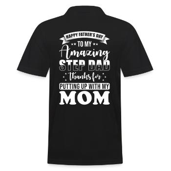 Stiefpapa Stiefvater Spruch lustig - Männer Poloshirt - Schwarz - Hinten - Kai (181cm)