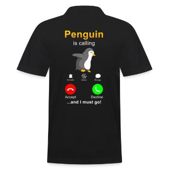 Pinguin is calling - Männer Poloshirt - Schwarz - Hinten - Kai (181cm)