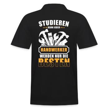 Handwerker Handwerkersprüche lustig - Männer Poloshirt - Schwarz - Hinten - Kai (181cm)
