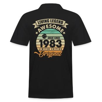 1983 Geburtstag Retro Orginal - Männer Poloshirt - Schwarz - Hinten - Kai (181cm)