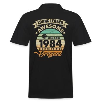 1984 Geburtstag Retro Orginal - Männer Poloshirt - Schwarz - Hinten - Kai (181cm)