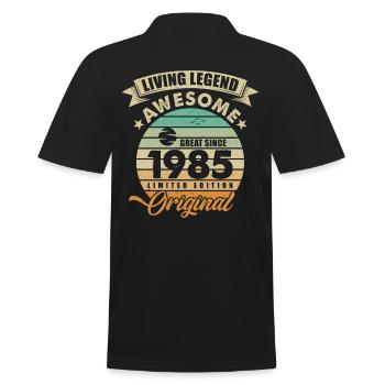 1985 Geburtstag Retro Orginal - Männer Poloshirt - Schwarz - Hinten - Kai (181cm)