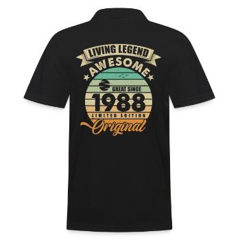 1988 Anniversaire Retro Orginal - Polo Homme - noir - Dos - Kai (181cm)